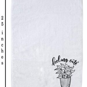 Funny Dish Towel | Feeling Cute Might Die Later | Plant Theme Farmhouse Style Kitchen and Bath Hand Towel | Farmhouse Country Rustic | Housewarming Wedding Christmas Gift