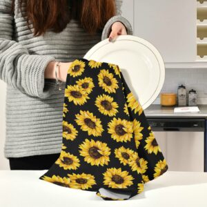 Naanle Watercolor Sunflower Kitchen Towels 1 Pack Dish Cloths Reusable Cleaning Cloths Absorbent Hand Towels Tea Towels Bar Towels Fast Drying 28 x 18 in