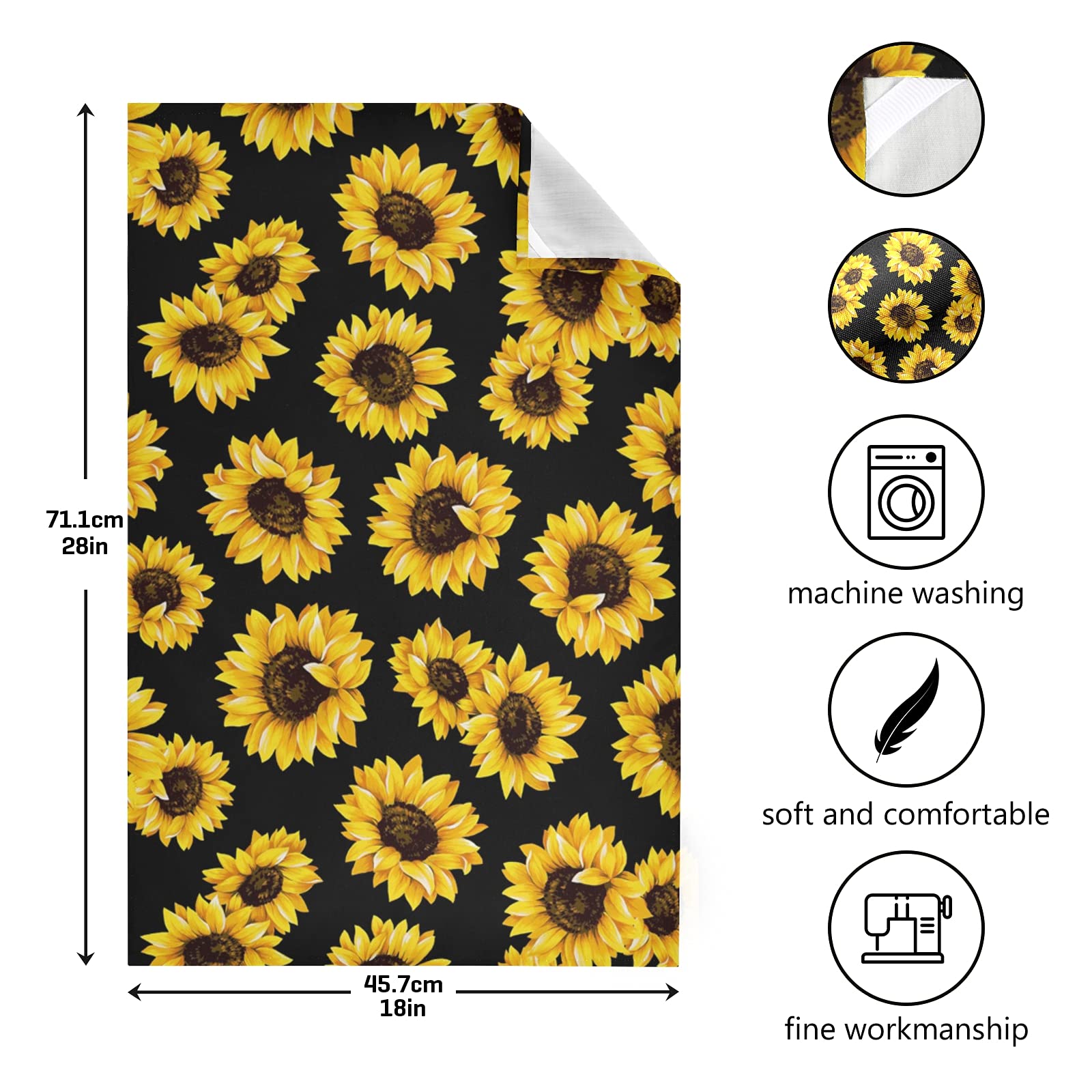 Naanle Watercolor Sunflower Kitchen Towels 1 Pack Dish Cloths Reusable Cleaning Cloths Absorbent Hand Towels Tea Towels Bar Towels Fast Drying 28 x 18 in