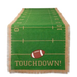 dii football decorations for home & kitchen game day party décor, table runner, 14x74, jute turf field