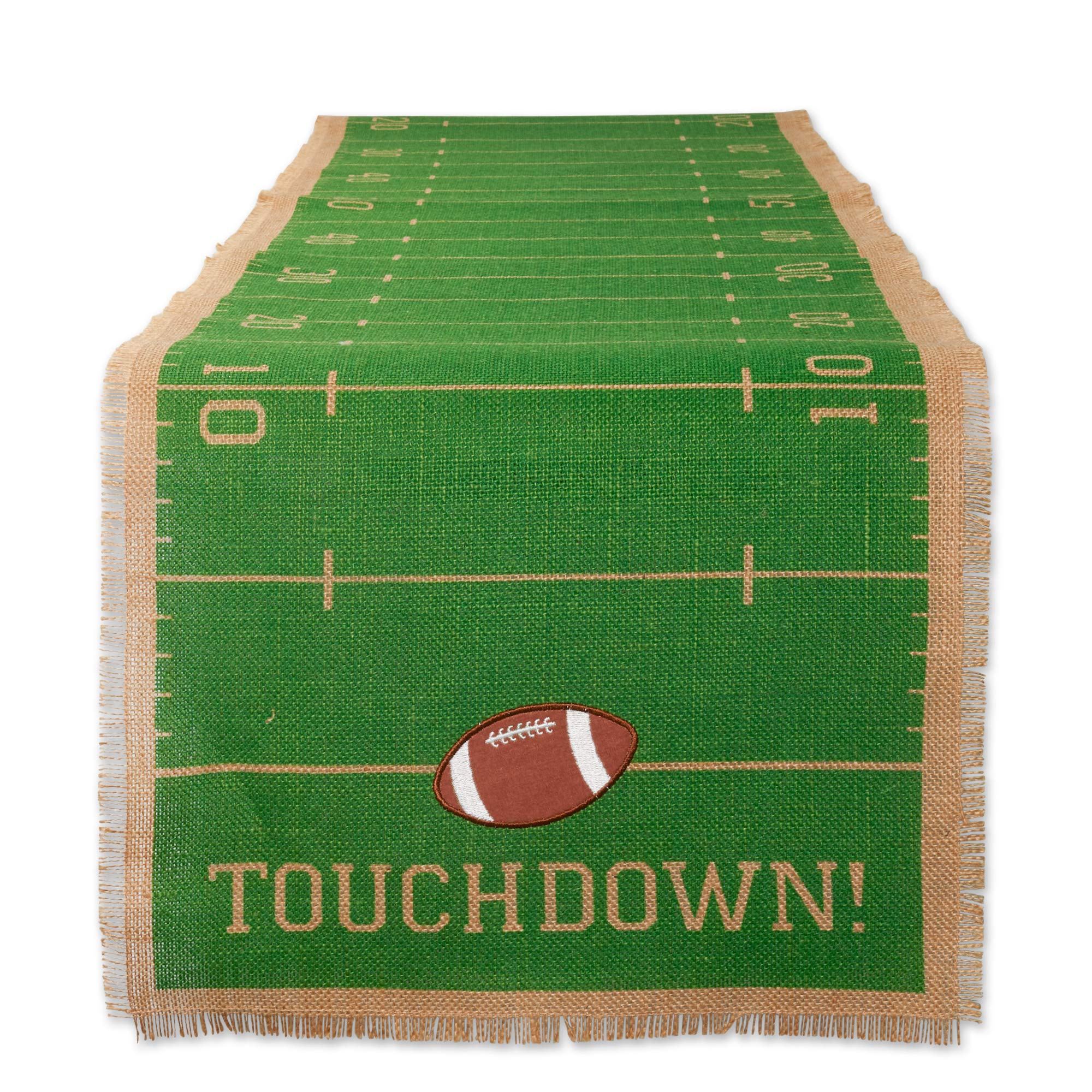 DII Football Decorations for Home & Kitchen Game Day Party Décor, Table Runner, 14x74, Jute Turf Field