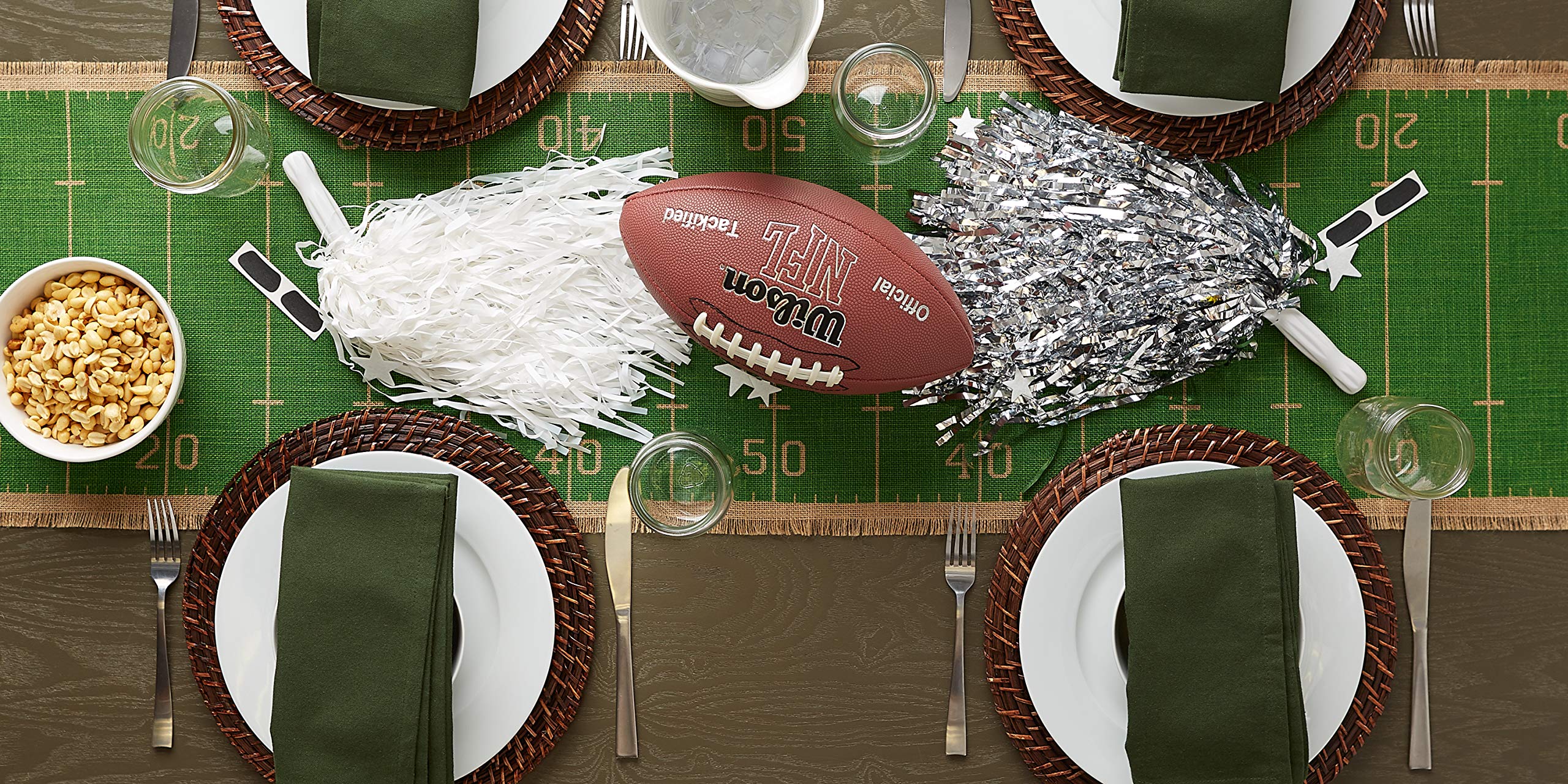 DII Football Decorations for Home & Kitchen Game Day Party Décor, Table Runner, 14x74, Jute Turf Field