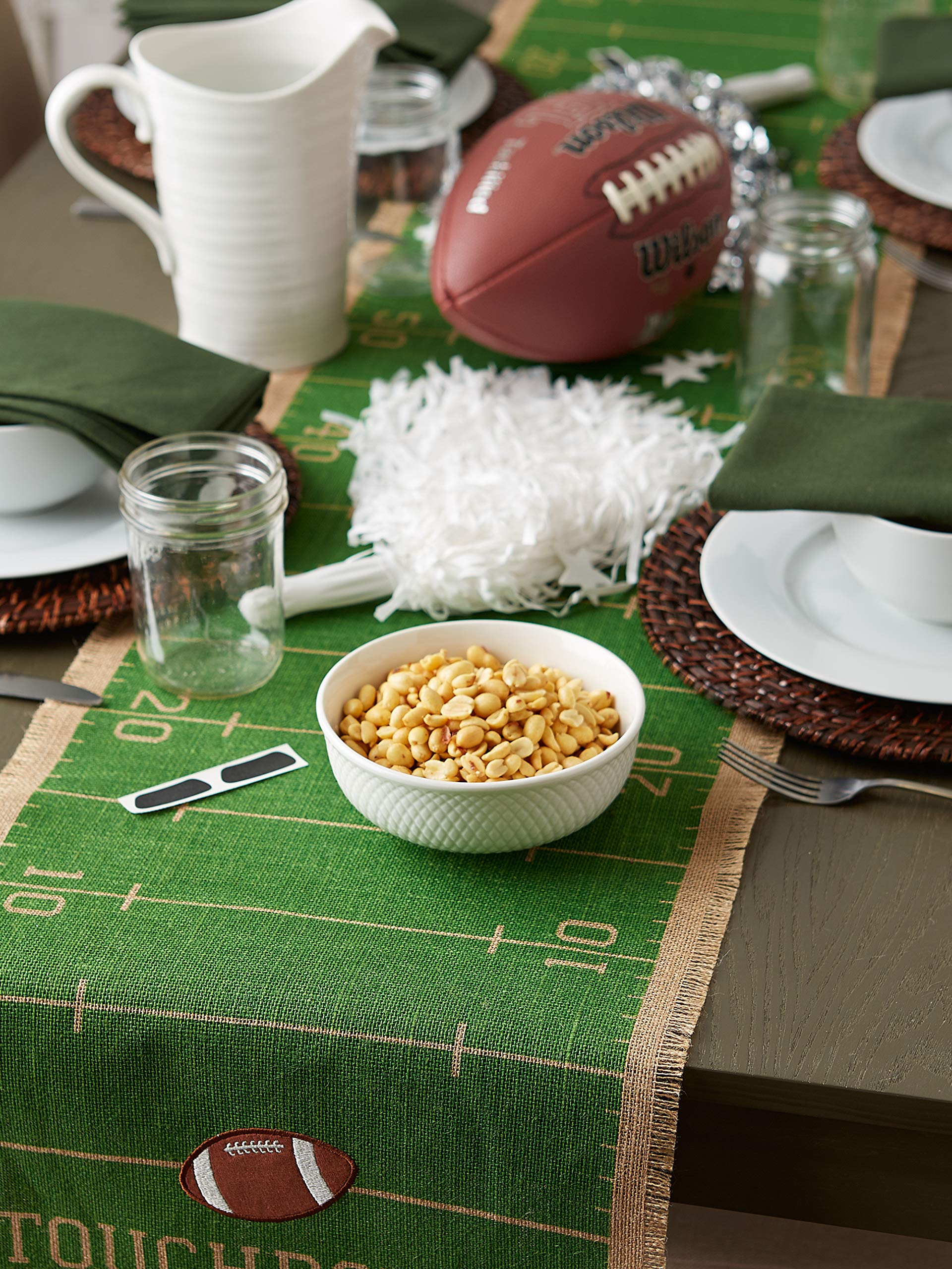 DII Football Decorations for Home & Kitchen Game Day Party Décor, Table Runner, 14x74, Jute Turf Field