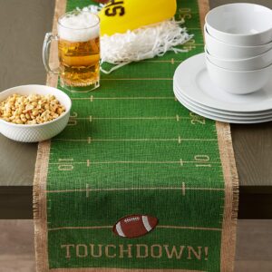 DII Football Decorations for Home & Kitchen Game Day Party Décor, Table Runner, 14x74, Jute Turf Field