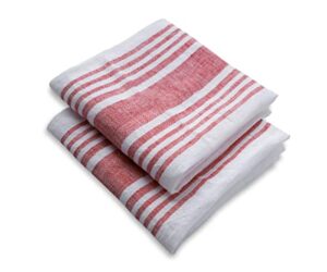 red hand towels, linen kitchen towel, french tea towel 100% pure linen, bar towels, red dishtowels, french towels, red striped dish towels, linen bar towels, set of 2 18 x 28, grain sack towels