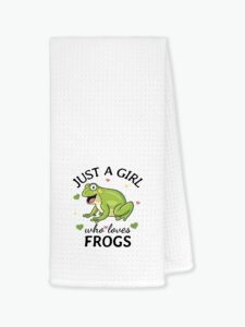 fulsoe just a girl who loves highland frogs kitchen towels dishcloths 24"x16",cute green frog dish towels bath towels hand towels,gifts for frog lovers girls women