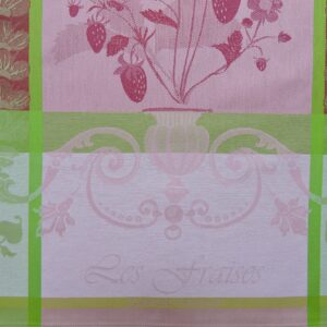 Garnier Thiebaut, Fraisier Rose (Strawberry Plant) Woven Kitchen / Tea Towel, 100 % Cotton