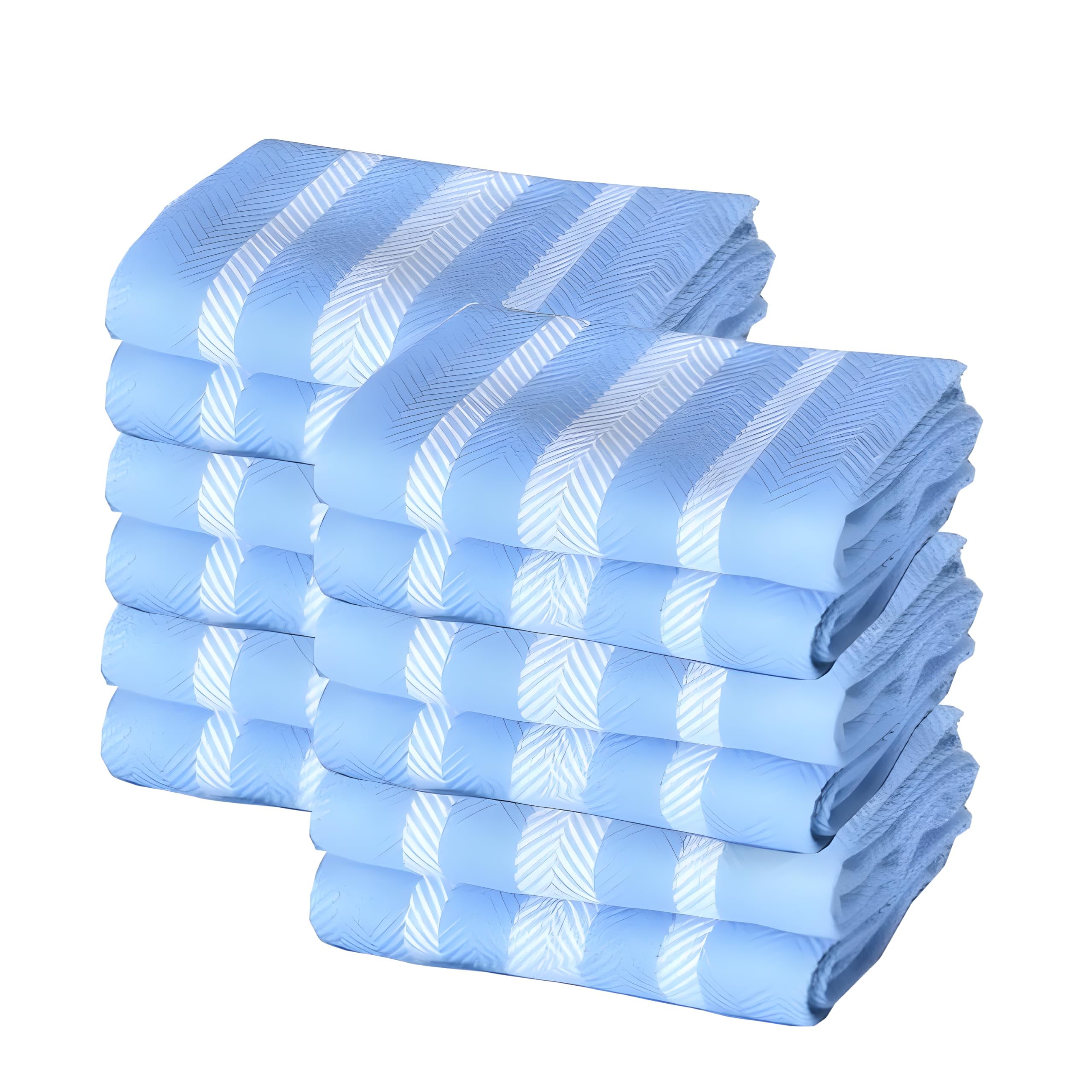 VALARI 100% Cotton Kitchen Dish Towels | Reusable Tea Towels & Hand Towels | Super Absorbent, Quick Dry Kitchen Towels | 14x25 Inch |Pack of 12, White/Blue