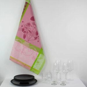 Garnier-Thiebaut Fraisier Rose French Jacquard Kitchen Towel 22"x30", 100% Cotton