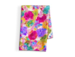 abstract spring flower hand towel - kitchen towel - bathroom hand towel - dish towel - cotton terry cloth - 15"x25"