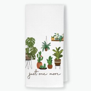 QODUNG Just One More Plant Soft Absorbent Kitchen Towels Dishcloths 16x24 Inch,Gardening Botanical Succulent Boho Decorative Absorbent Drying Cloth Hand Towels Tea Towels for Bathroom Kitchen