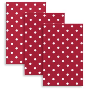 cackleberry home red with white polka dots kitchen towels cotton 18 x 28 inches, set of 3