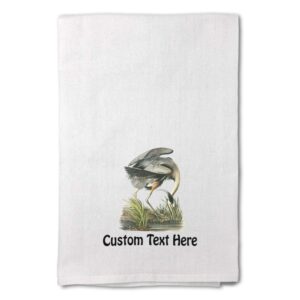 style in print custom decor flour kitchen towels great blue heron james audubon birds animals animals birds cleaning supplies dish towels personalized text here