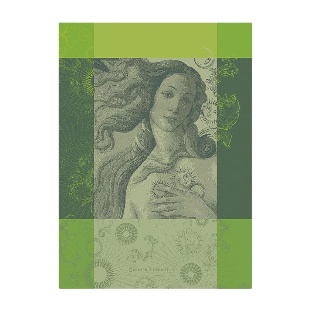 GARNIER-Thiebaut, Venus de Boticelli, Vert French Jacquard Kitchen/Tea Towel, 100% Cotton