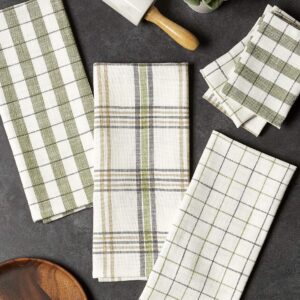 DII Garden Fresh Herbs Kitchen Collection, Dishtowel/Dishcloth Set, Greenhouse Plaid, 6 Piece