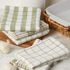 DII Garden Fresh Herbs Kitchen Collection, Dishtowel/Dishcloth Set, Greenhouse Plaid, 6 Piece