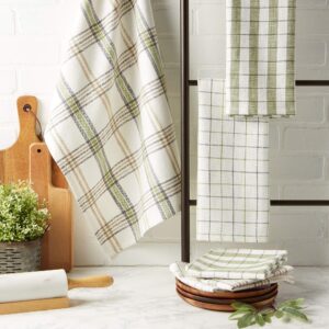 DII Garden Fresh Herbs Kitchen Collection, Dishtowel/Dishcloth Set, Greenhouse Plaid, 6 Piece