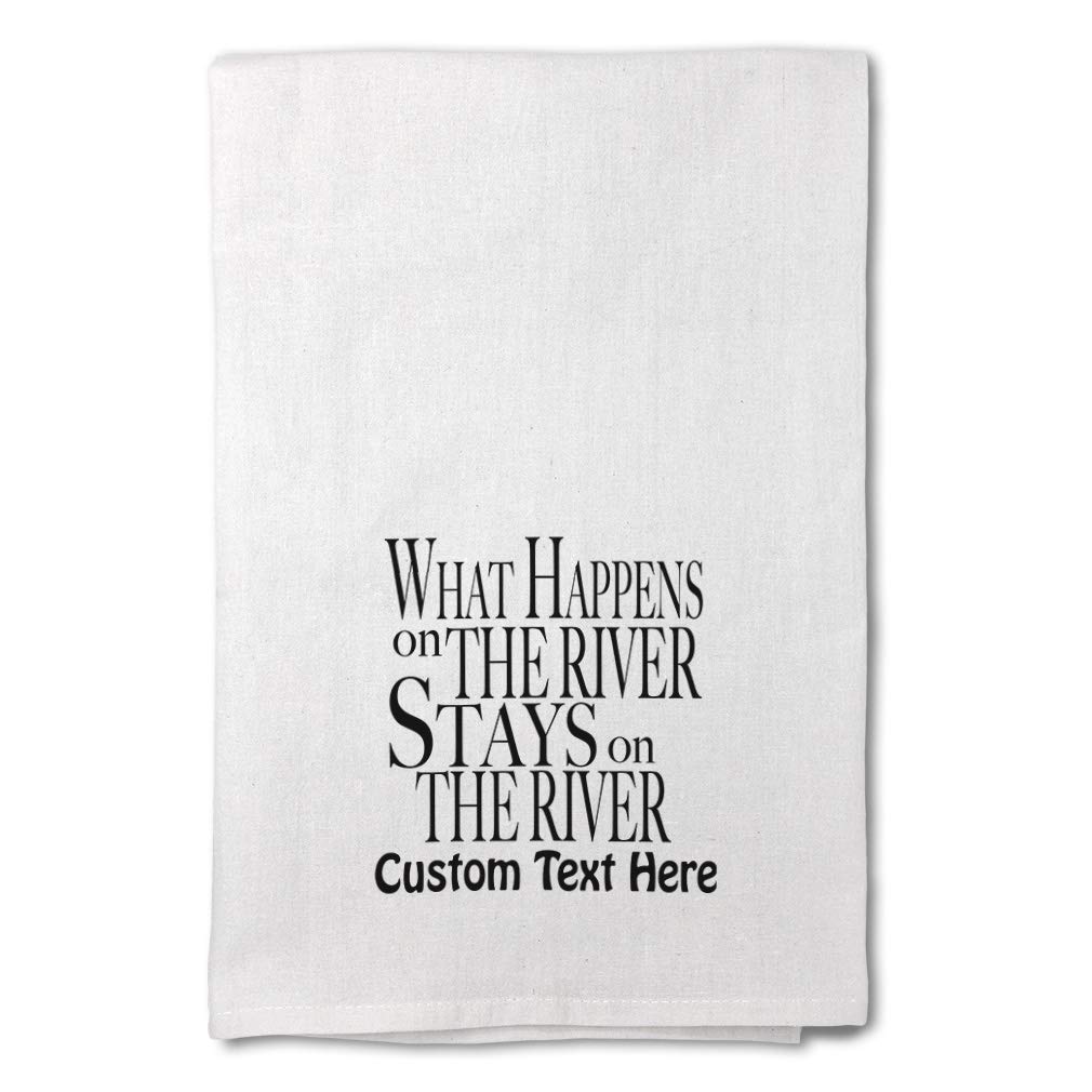 Style In Print Custom Decor Flour Kitchen Towels What Happens on The River Stays 2 Nature Ocean & Beach Cleaning Supplies Dish Towels Personalized Text Here