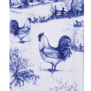 2 Piece Farmhouse Rooster Blue and White Dual Purpose Terry Towel Kitchen Bundle