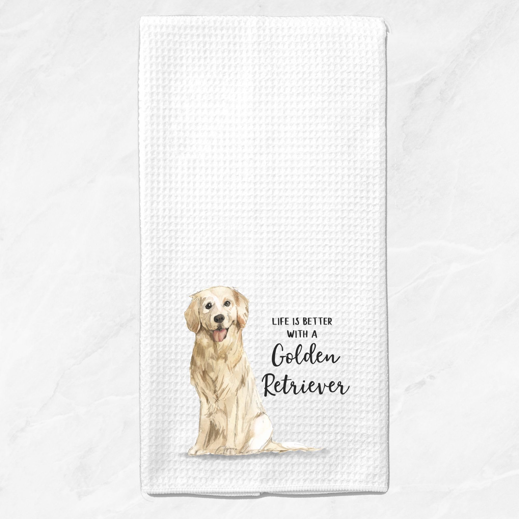 Watercolor Life is Better with a Golden Retriever Microfiber Kitchen Tea Bar Towel Gift for Animal Dog Lover