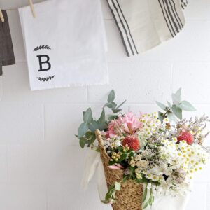 The Cotton & Canvas Co. Personalized Single Monogram Initial B Soft Absorbent Kitchen Tea Towel, Flour Sack Towel, Dish Cloth