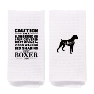 negiga crazy boxer lady kitchen towels and dishcloths sets 24x16 inch set of 2,funny boxer silhouette decor decorative dish hand tea bath towels for kitchen bathroom,dog lovers boxer mom gift