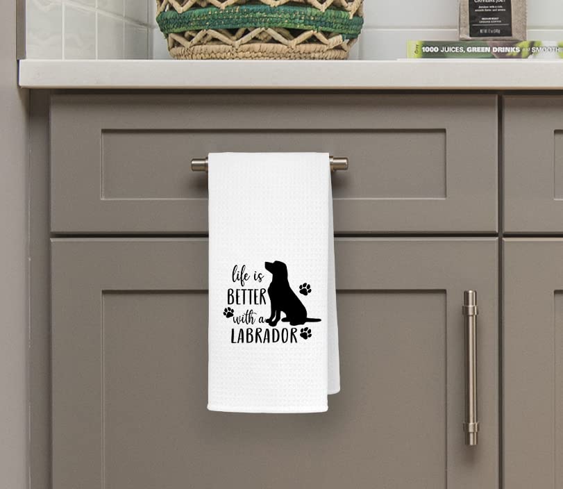 QODUNG Life is Better with A Labrador Soft Kitchen Towels Dishcloths 16x24 Inch,Funny Labrador Drying Cloth Hand Towels Tea Towels for Kitchen,Labrador Lover Gifts