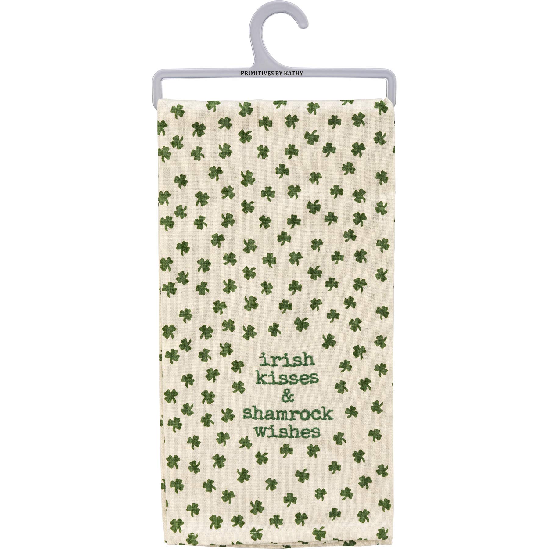 Primitives by Kathy Irish Kisses & Shamrock Wishes Dish Towel, 20 inches x 26 inches, White/Green