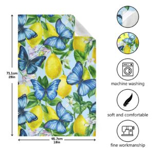 BOENLE Lemons with Blue Butterfly Kitchen Towels Set of 4, Absorbent Microfiber Dish Hand Towel Farmhouse Cleaning Cloth Tea Towels Dishcloths Quick Dry Decorative