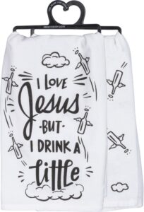 primitives by kathy 36912 lol made you smile dish towel, 28", i love jesus, but…