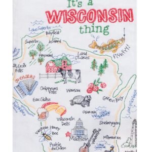 2 Piece Home State Of Wisconsin Embroidered Kitchen Towel Bundle - Flour Sack Towel and Tea Towel