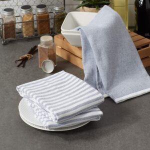 DII French Terry Collection Kitchen Dishtowel Set, 18x28, French Blue Assorted, 3 Piece