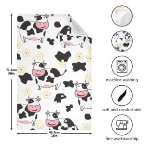 Kigai Cow Kitchen Towels, 18 x 28 Inch Super Soft and Absorbent Dish Cloths for Washing Dishes, 4 Pack Reusable Multi-Purpose Microfiber Hand Towels for Kitchen