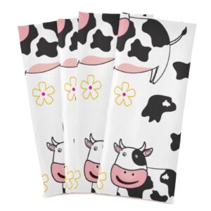 Kigai Cow Kitchen Towels, 18 x 28 Inch Super Soft and Absorbent Dish Cloths for Washing Dishes, 4 Pack Reusable Multi-Purpose Microfiber Hand Towels for Kitchen