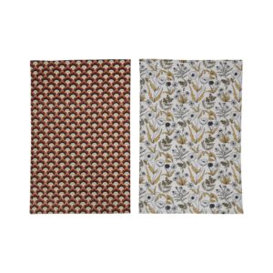 creative co-op cotton pattern, 2 styles tea towels, 28" l x 18" w x 0" h, multicolor