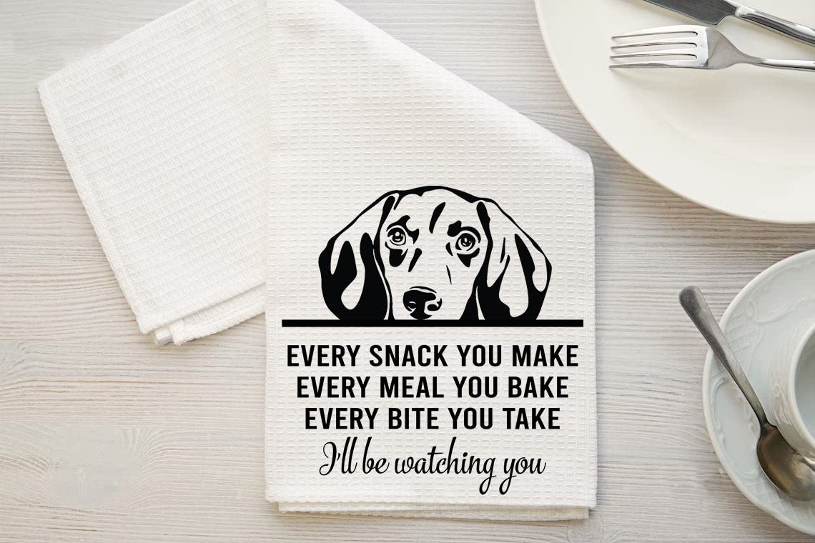 HTDesigns Dachshund Dog, Tea Towel, Every Snack You Make, Every Bite You Take, Kitchen Decor, Dish Towels, Dachshund Dog Mom, Dachshund Gifts, Waffle Weave Kitchen Towel