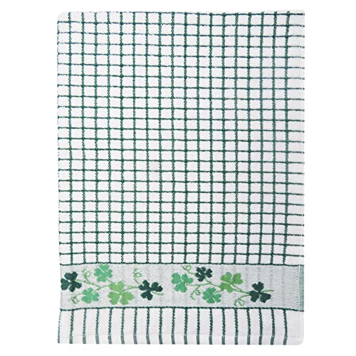 Samuel Lamont Poli-dri Jacquard Towel White with Green and SHAMROCK trim