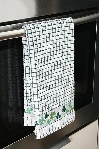 Samuel Lamont Poli-dri Jacquard Towel White with Green and SHAMROCK trim