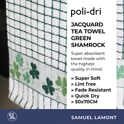 Samuel Lamont Poli-dri Jacquard Towel White with Green and SHAMROCK trim