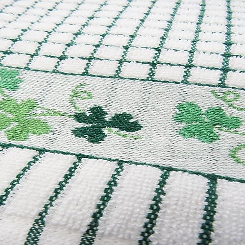 Samuel Lamont Poli-dri Jacquard Towel White with Green and SHAMROCK trim