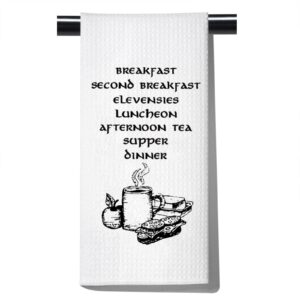 pofull second breakfast gift funny movie inspired kitchen towel home decor hostess gift (breakfast towel)
