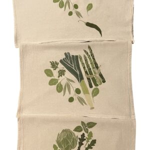 Fancy Flour Sack Kitchen Towels Set of 3 Premium Quality, Highly Absorbent, Vegetable Print White