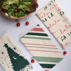 Folkulture Christmas Kitchen Towels or Dish Towels for Kitchen, 20 x 26 Inches Modern Tea Towels or Dish Cloths with Hanging Loop, Set of 3 Cotton Dishcloth for Farmhouse Decor, Falala