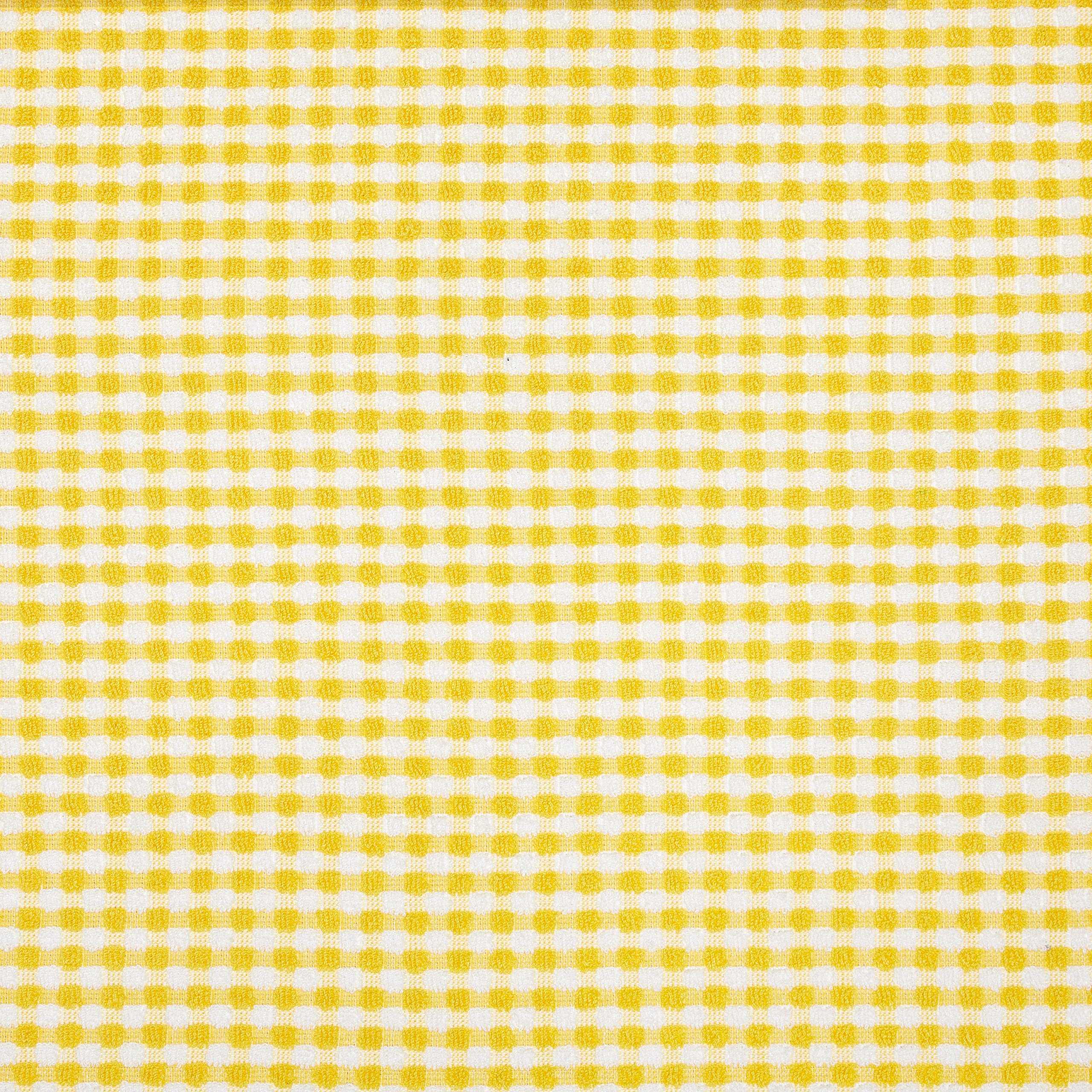 Cackleberry Home Gingham Check Terrycloth Kitchen Dish Towel Absorbent Large 18 x 28 Inches with Hanging Loop, Set of 4 (Lemon Yellow)