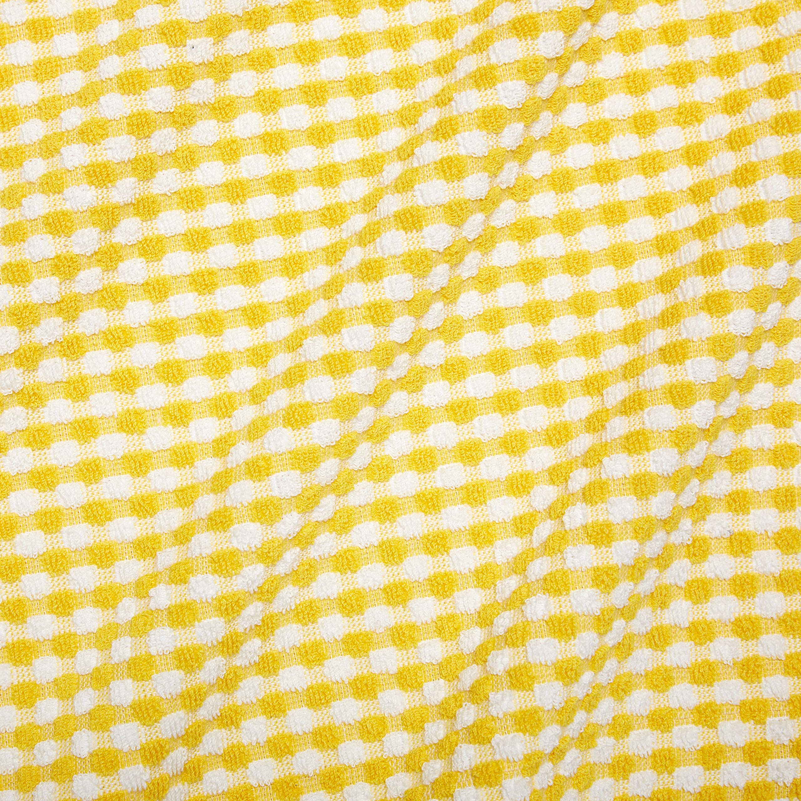 Cackleberry Home Gingham Check Terrycloth Kitchen Dish Towel Absorbent Large 18 x 28 Inches with Hanging Loop, Set of 4 (Lemon Yellow)