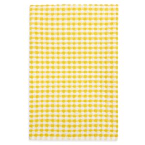 Cackleberry Home Gingham Check Terrycloth Kitchen Dish Towel Absorbent Large 18 x 28 Inches with Hanging Loop, Set of 4 (Lemon Yellow)