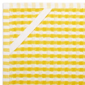 Cackleberry Home Gingham Check Terrycloth Kitchen Dish Towel Absorbent Large 18 x 28 Inches with Hanging Loop, Set of 4 (Lemon Yellow)