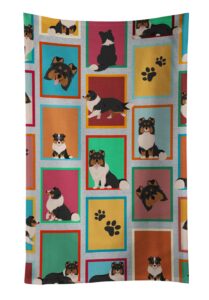 caroline's treasures mlm1172ktwl lots of tricolor sheltie kitchen towel dish cloths guest hand towel decorative bathroom towel for face,tea, dishcloth, kitchen and bath