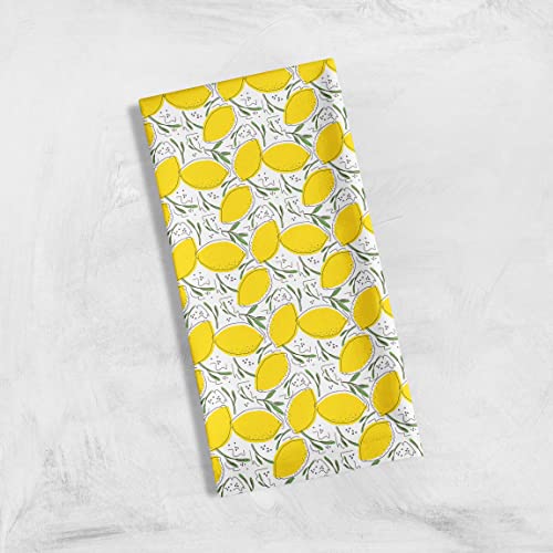 Kotton Culture Kitchen Linen Towel Set of 2 for Kitchen - 100% Cotton Dish Cloth Quick Dry Easy to Wash & Clean Printed Towel Pairs Home Farmhouse Decor (Lemon, 20 x 28 Inches)