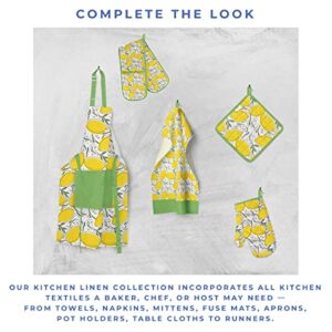 Kotton Culture Kitchen Linen Towel Set of 2 for Kitchen - 100% Cotton Dish Cloth Quick Dry Easy to Wash & Clean Printed Towel Pairs Home Farmhouse Decor (Lemon, 20 x 28 Inches)